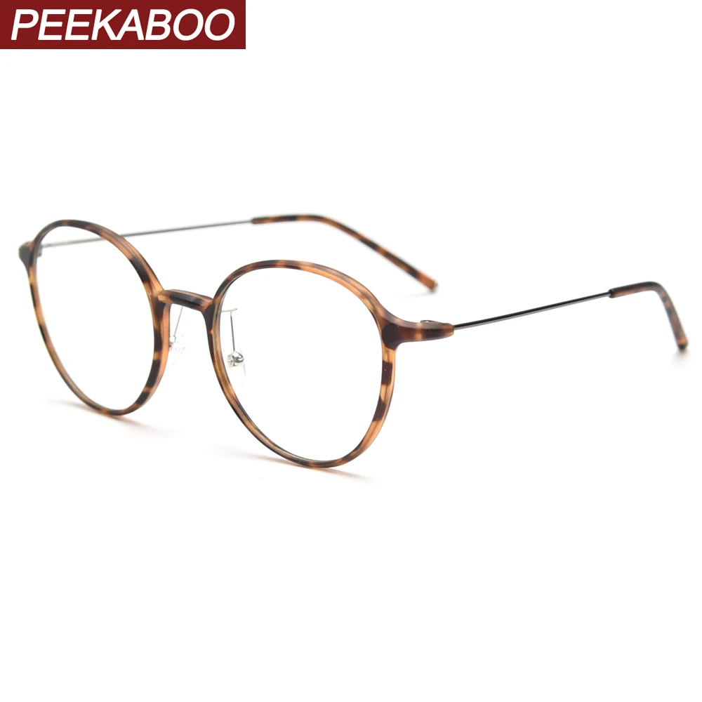 

Peekaboo, корейский стиль, tr90, очки для мужчин, круглая Тонкая оправа, прозрачные линзы, оптическая оправа, женские леопардовые прозрачные линзы,...
