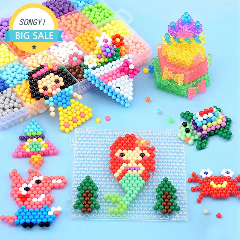 

1100 шт. Волшебные спрей воды липкие бусины DIY Aqua головоломки игрушки Perler Hama шарики подарок Perlen обучение детские игрушки для детей