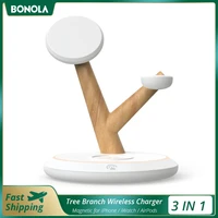 Bonola Magnetic Wireless Charger Stand for iPhone Pro Max Wireless Charging Station for Apple Watch 6 Airpods