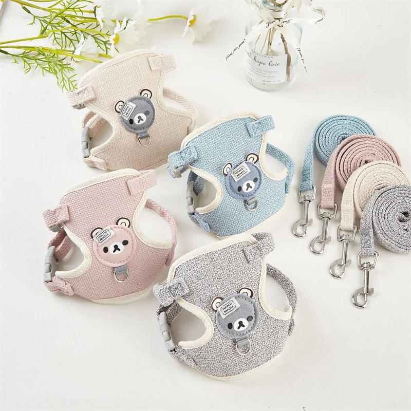 

Dog Harness Cute Bear Mesh Chest Strap Vest Cat Small Medium Dog Walking Leash Pet Supplies
