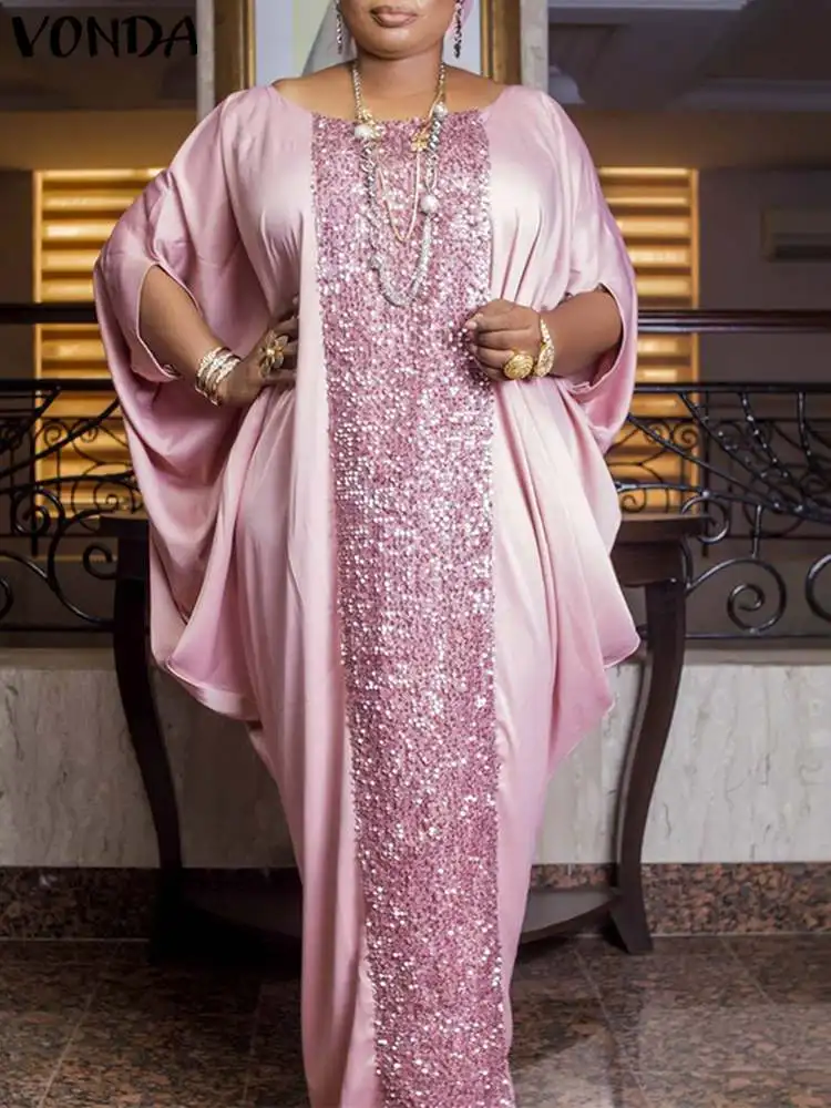 

Длинное платье-макси VONDA 2022, женский летний сарафан, Свободное длинное платье-кафтан в стиле пэчворк с вышивкой, женское платье, платье