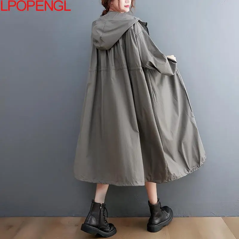 Ветровка Женский тренчкот Новинка Осень 2022 черное повседневное модное пальто