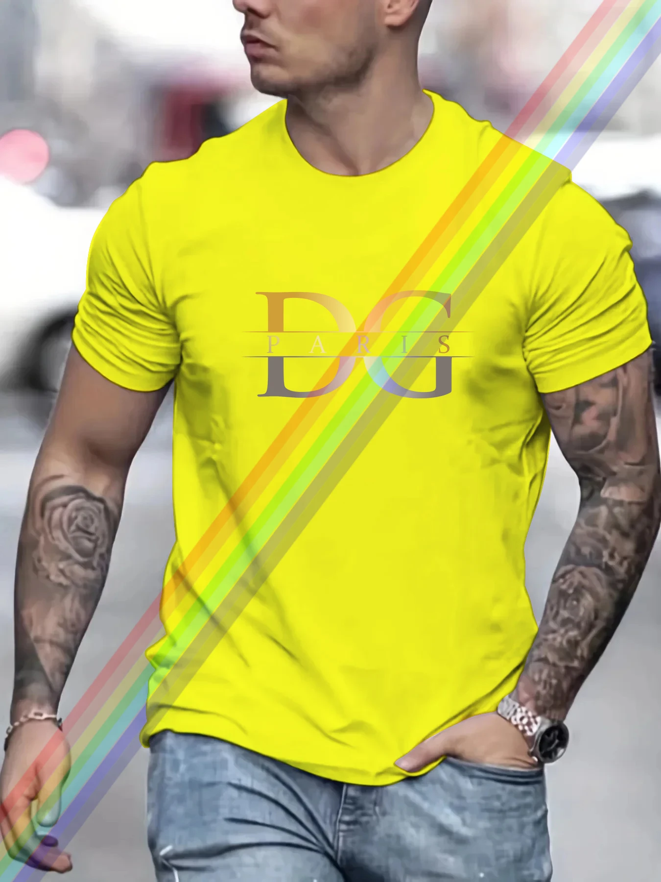 Роскошные брендовые футболки для мужчин летняя рубашка с градиентом и буквенным