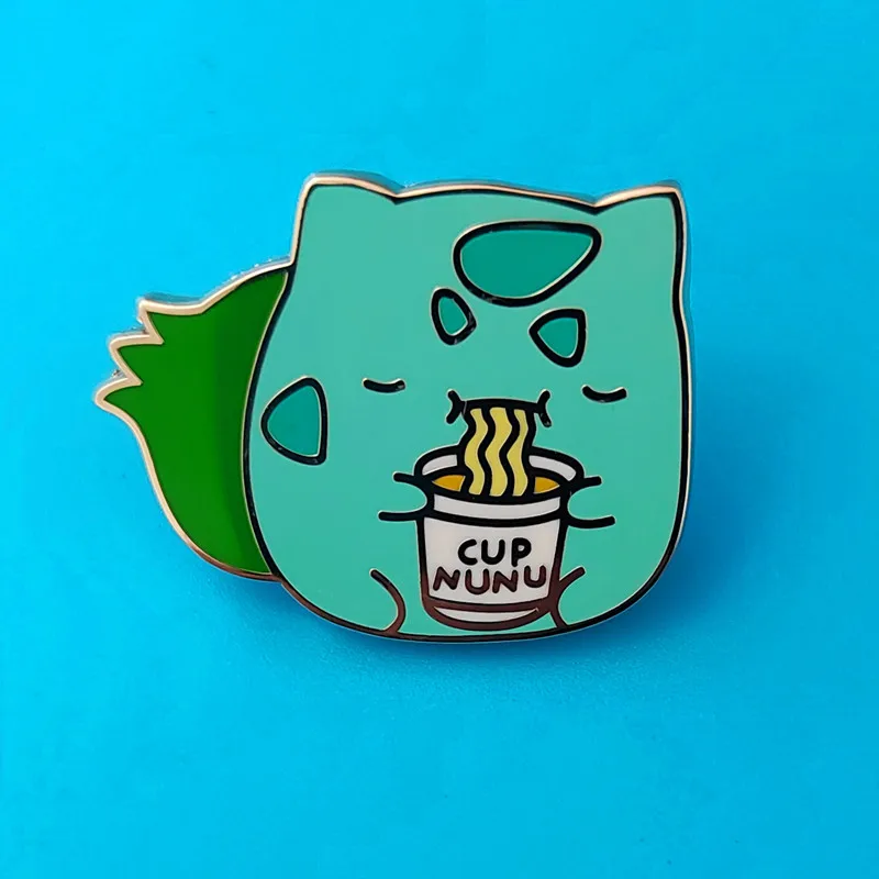 

XM-funny Creative Cute Ramen Monster Cocoa Bean Brooch Metal Enamel Badge Bag Lapel Shirt Badge Accessories