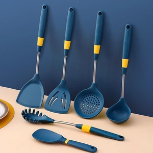 Silicone Spatula Stainless Steel Kitchenware Soup Spoon Colander Frying
Spatula Non-stick Frying Spat Tools Kitchen Utensils Set