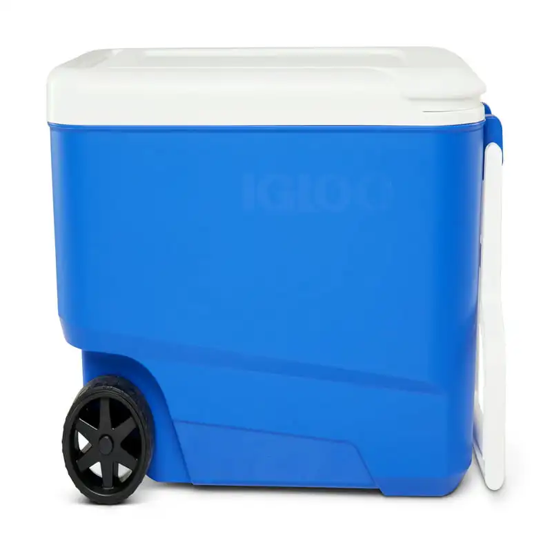 

65 Quart Deluxe Blue Qt Cooler with Wheels - Keep Food and Drinks Fresh, Cool and Refreshing for All Outdoor Activities.