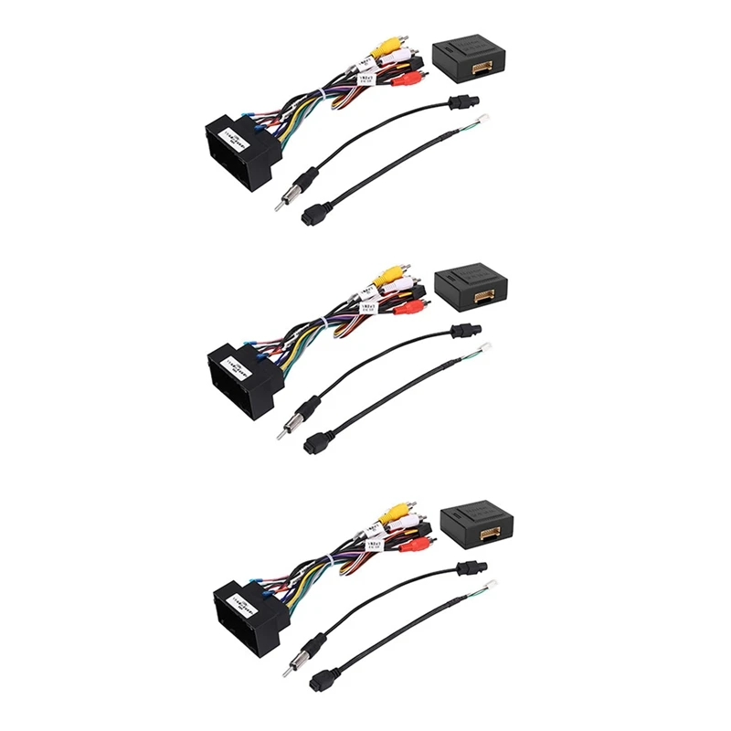 

3X 16Pin Android Wiring Harness USB Cable With Canbus For Jeep Cherokee 15-19/Compass 2017+/Wrangler/Renegade/Fiat 500