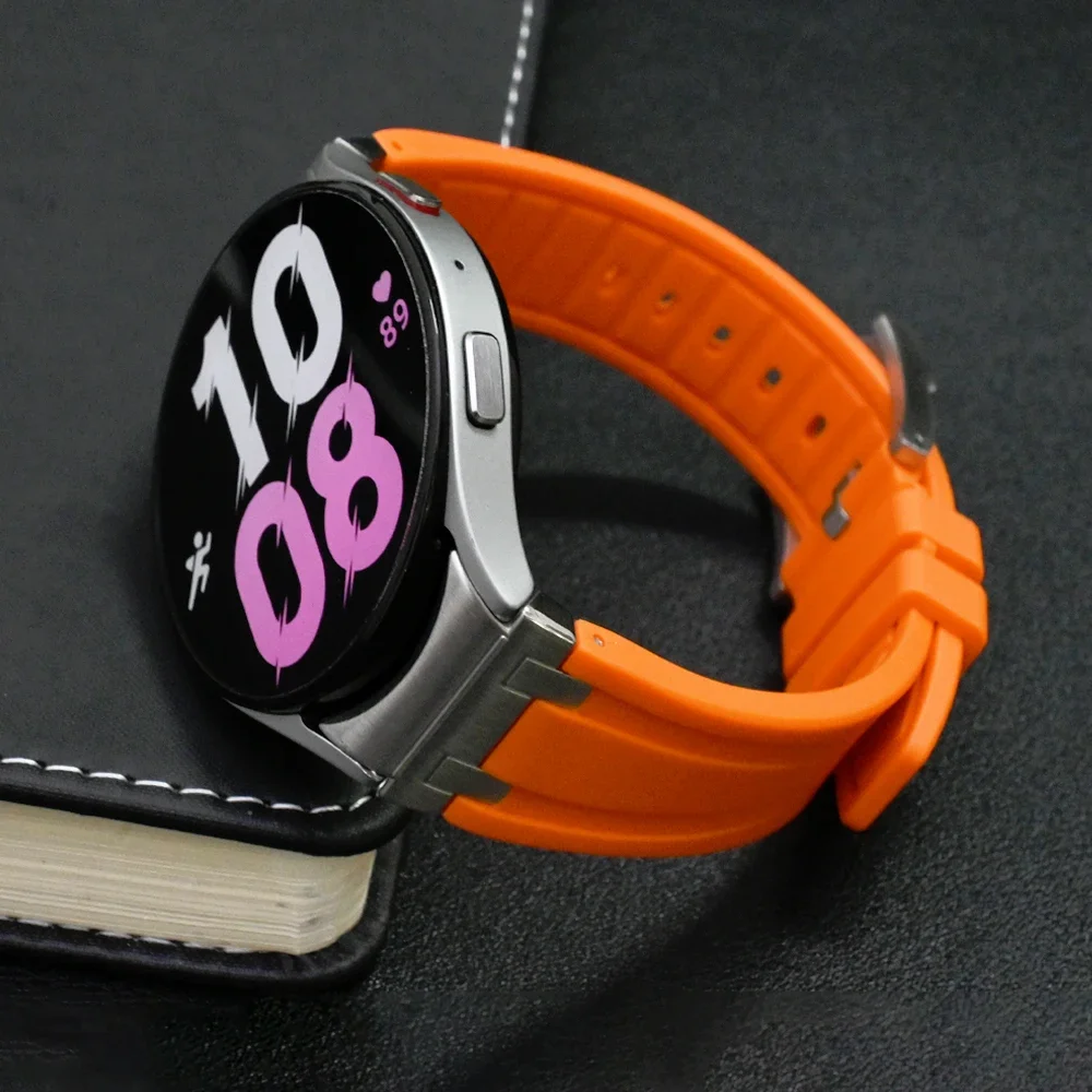 Фото Ремешок для Samsung Galaxy Watch 5pro 7 6 4 Classic 40 мм 44 мм 45 мм без зазора Роскошный браслет Correa 42 43 мм 46 мм 47 мм из силиконовой резины №2