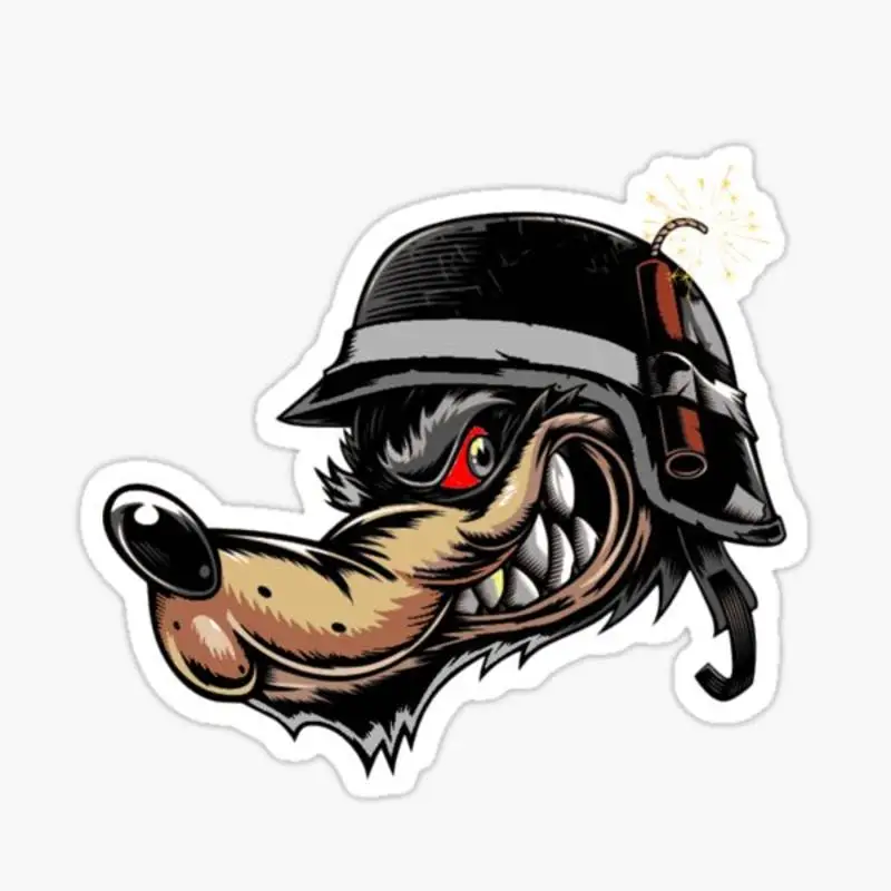 

Свирепый волк с Байкерской планкой для декора ноутбука, спальни, автомобиля, милый мультяшный модный чемодан для общественных мест