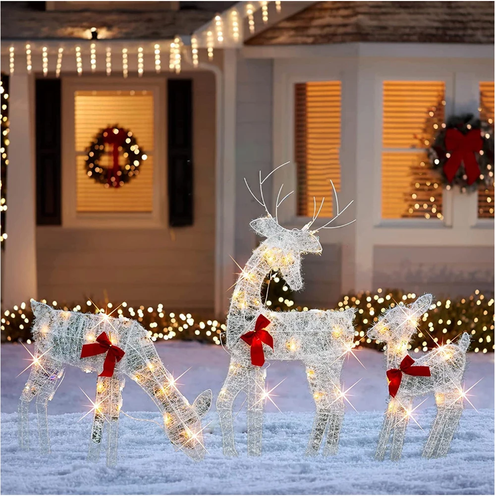 

Family Lighted Deer Christmas Decor with String Light 50LED LED Light Bucks LED Christmas Lighted Reindeer Christmas Decoration