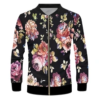 black chic flowers spring fall zipper jackets trending vintage nice 3d print mans casual plus size s 6xl zip coat dropshipping