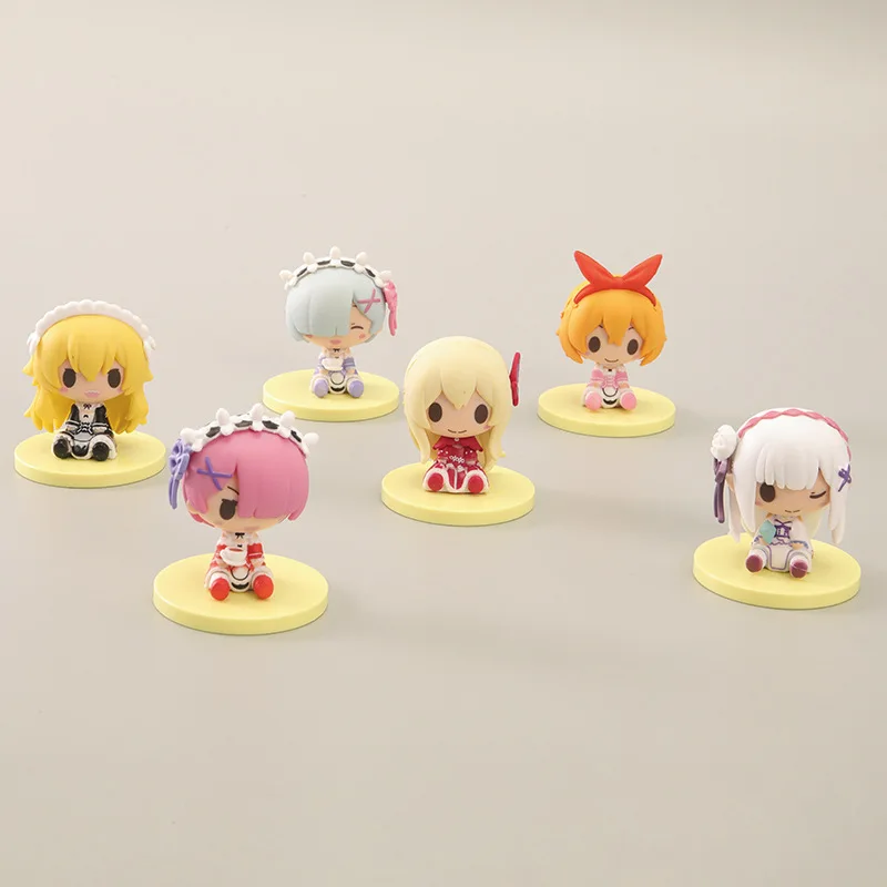 

6pcs Kawaii Re:Life In A Different World From Zero Japan Anime Figure PVC Toys Cute Rem Dolls Room Decor Ornaments Gifts for Kid