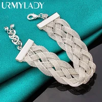 urmylady 925 sterling silver crossover network chain bracelet for man woman charm wedding engagement fashion party jewelry
