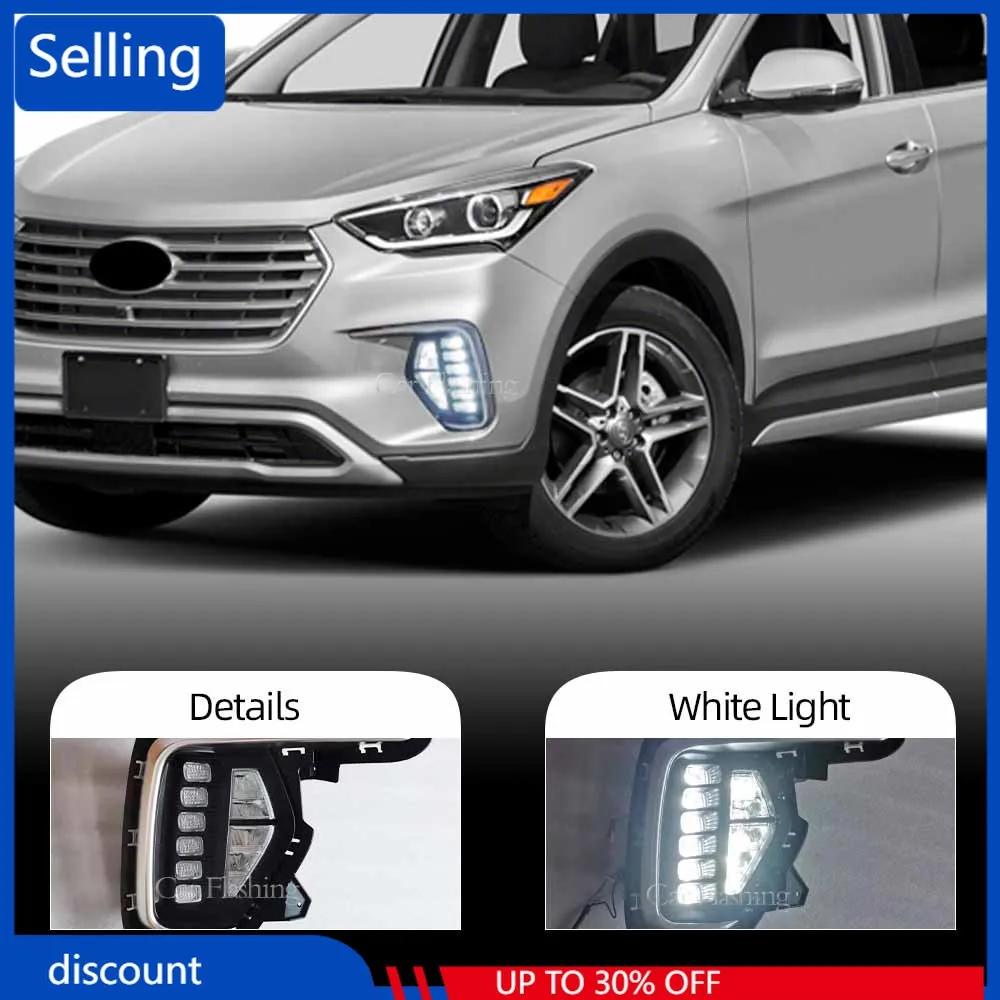 

1 Pair Daytime Running Light front bumper Fog Lights Lamp driving lamp LED DRL Fog lamp For Hyundai Santa Fe 2017 2018 2019