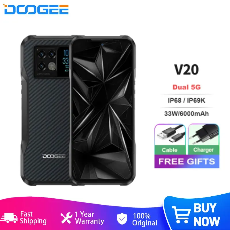 DOOGEE V20 5G Rugged Phone 8+256GB 64MP Camera 6000mAh Phone 5G 6.43