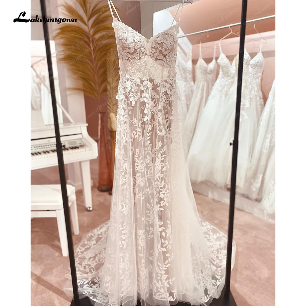 

Lakshmigown Beach Lace Spaghetti Straps Wedding Dress Backless 2023 Robe Mariee Vintage Bridal Gowns Custom Made trouwjurk