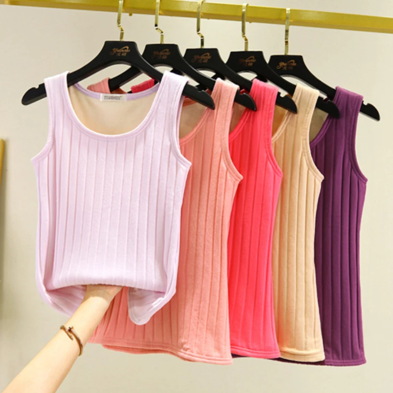 

Sexy Winter Thermals Seamless Thermal Underwear Warm Body Tops Vest Women Sleeveless Slim O Neck Spandex Solid Top Shaper