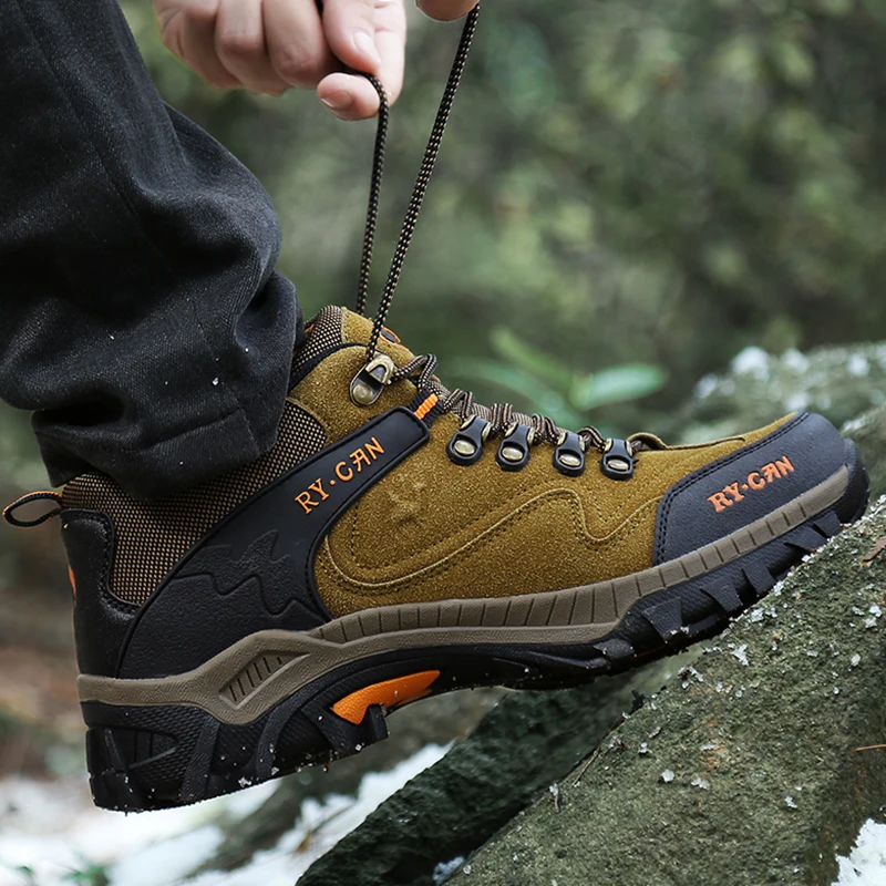 Warm Suede Leater Hiking Shoes Men Winter Sneaker Outdoor Waterproof Snow Boots With Fur Sport Shoes Man