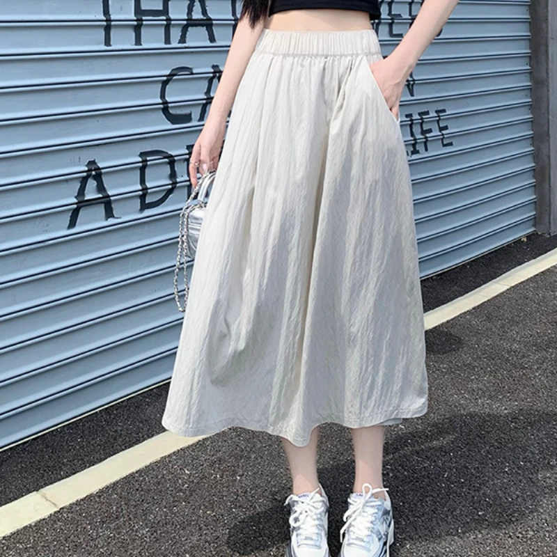 Летняя женская юбка с завышенной талией Yamamoto Повседневная модная однотонная