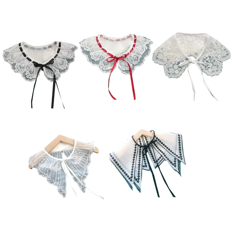 

Detachable Lace Shawl Embroidery Fake Collar Shirt False Collars for Gilrs Half Shirt Lapel Blouse Wrap Drop Shipping