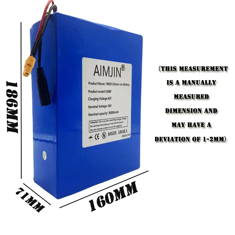 Литий-ионный аккумулятор высокой емкости 10S8P 36 В 30000 мАч