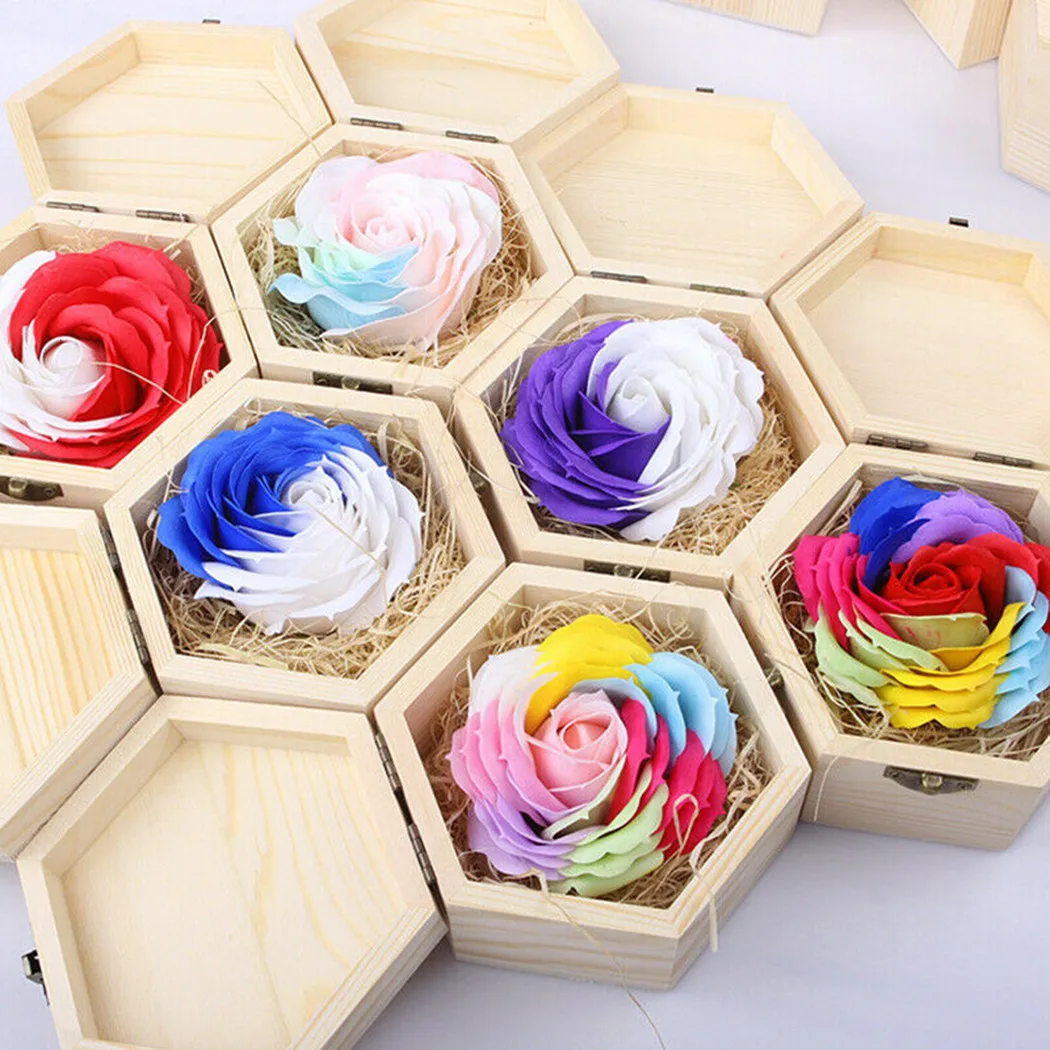 

1 Pc Jewelry Box Wooden Hexagonal Shaped Storage Box Wedding Gifts Favors Holder Christmas Toys Home Decoration Accessories