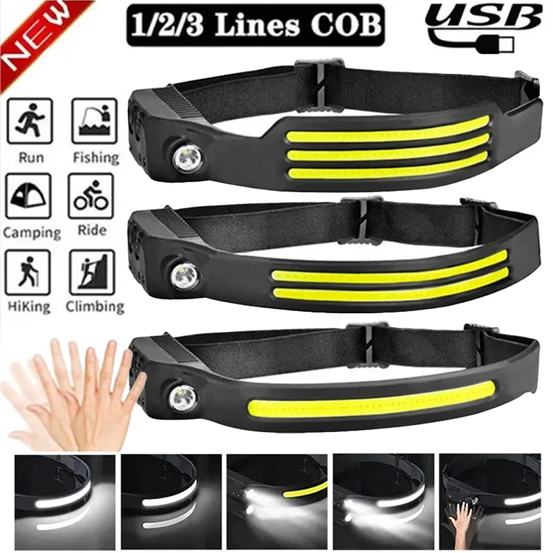 Фонарь налобный с датчиком и встроенным аккумулятором на 1200 мА · ч