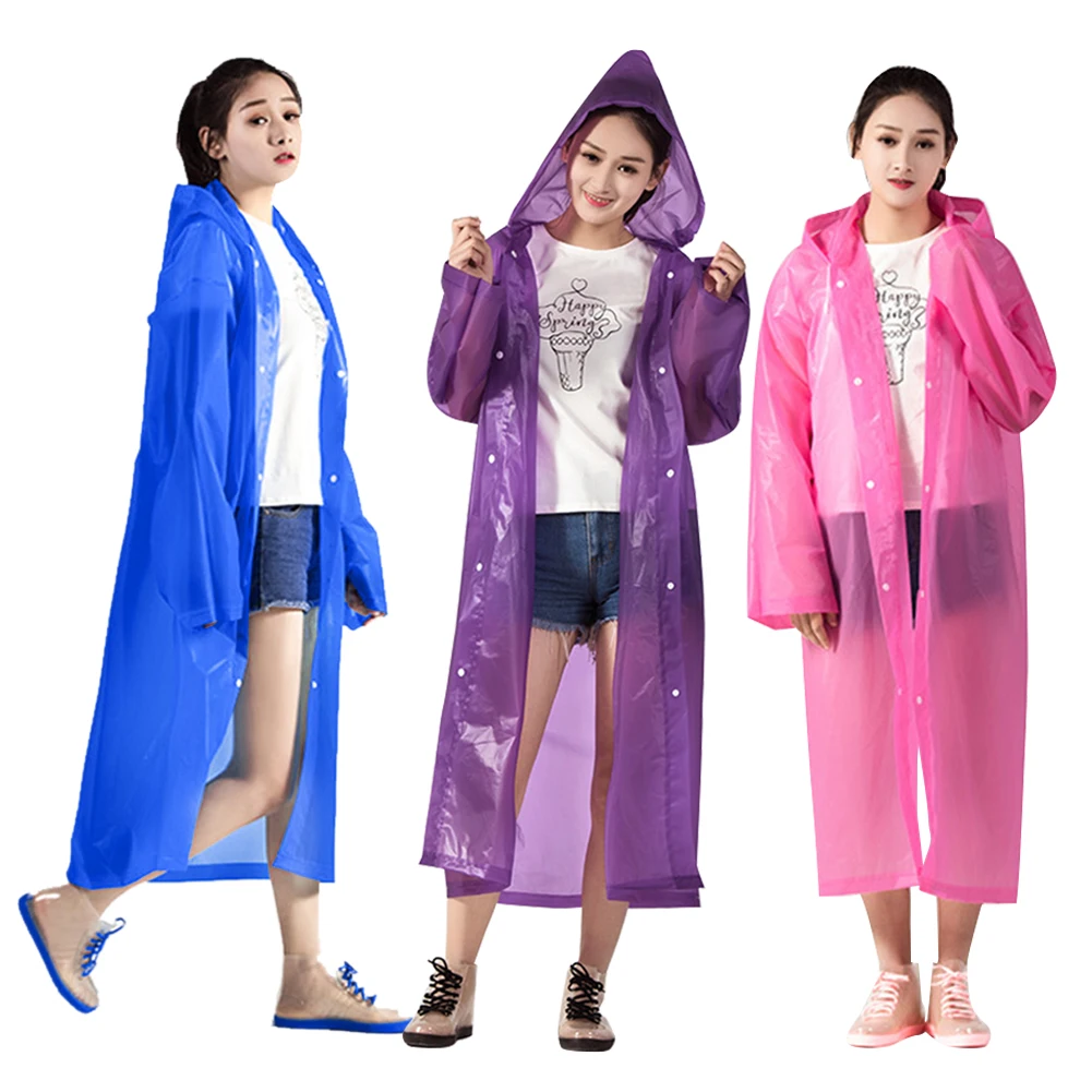 

Reusable Hooded Impermeable Colorful Protective Raincoat for Hiking And Camping Fashion Adult Thick EVA Raincoat Outdoor