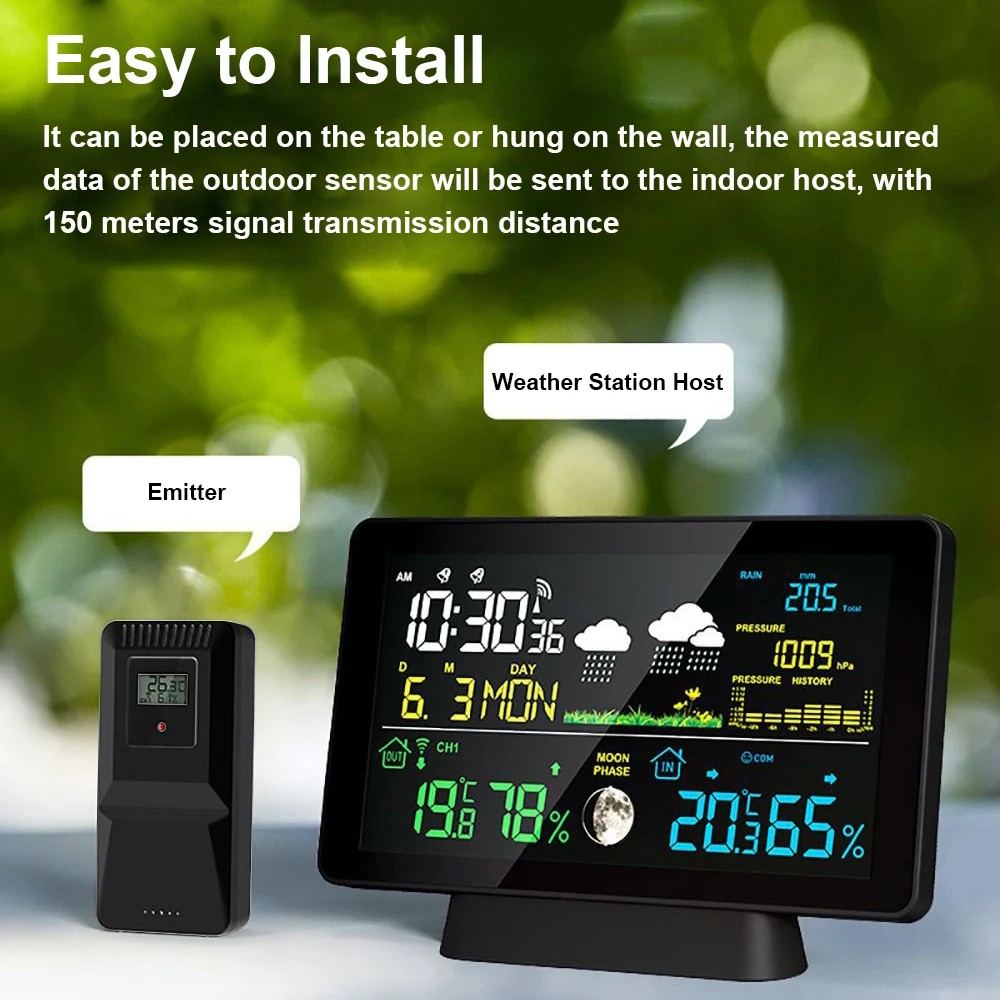 Intelligent Color Screen Clock Temperature Humidity Rainfall