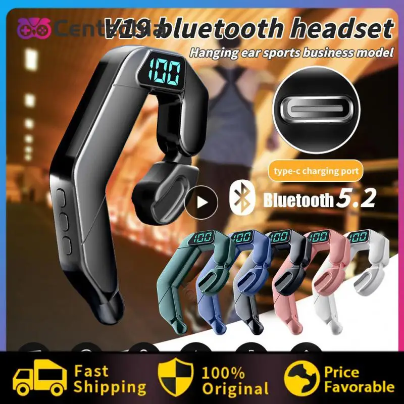 

Hands-free Business Earphone Ear Hook Earbuds Music Sport Headset Bone Conduction Headphones Waterproof V19
