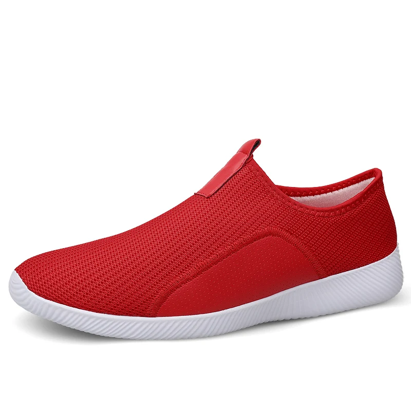 Lightweight Weave Slip on Men Running Shoes Comfortable Air Mesh Soft Men Sneakers Big Size Walking Designer Shoes Men Black 46