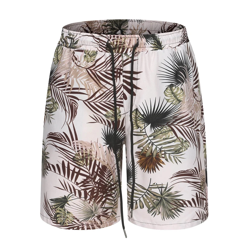3D Printed Retro Flower Shorts For Men Hawaii Vacation Casual Beach Fashion Trend Tree Leaf Pattern Quick Dry Swim Trunks