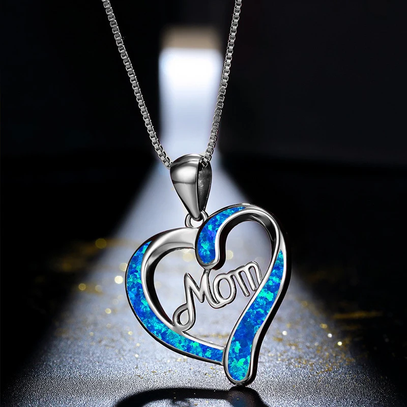 

European And American Hot Selling Fashion Necklace For Women Pendant Love Shaped MOM Letter Mothers Day Gift Jewelry Accessories