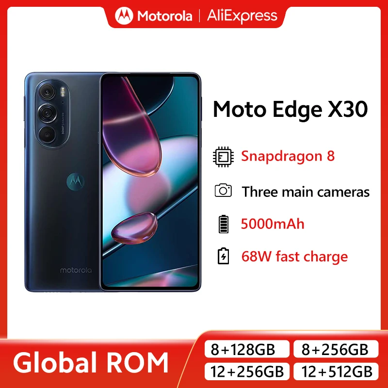 Global ROM Motorola MOTO Edge X30 5G Smartphone Snapdragon 8 Gen 1 6.7'' 144Hz Screen Mobile Phone 50MP Triple Camera 5000mAh