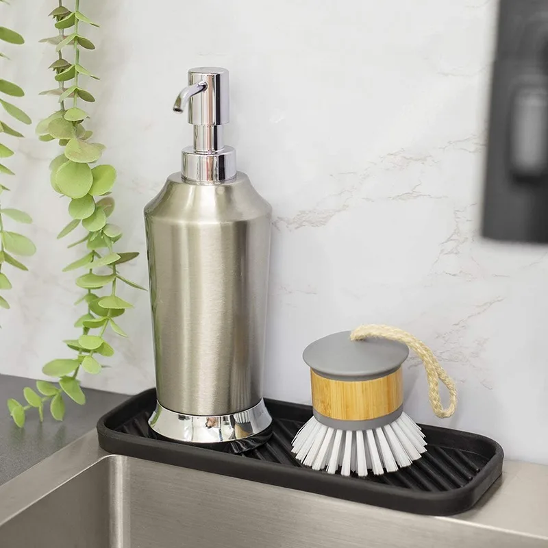 

Silicone Drain Tray For Tableware Water Cup Fruit Vegetable Kitchen Sink Organizer Storage Tray Sponge Holder Soap Dispenser
