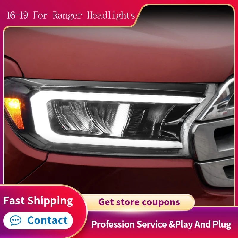 

2 PCS Car Goods For Ford Ranger Everest T6 FL T7 T8 Raptor Endeavour Headlight Head lamp LED Headlight LED Dual Projector
