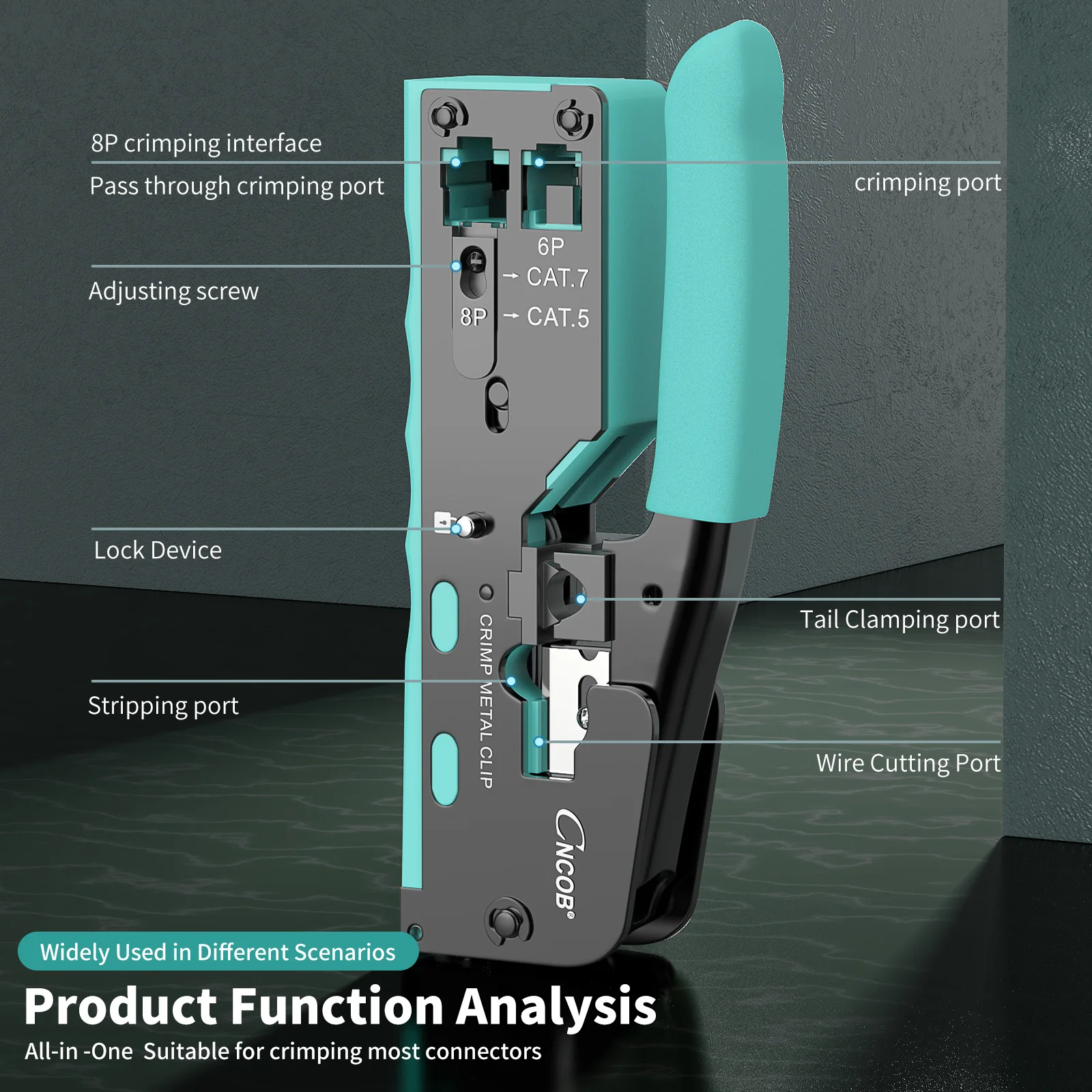 CNCOB RJ45 проходной обжимной инструмент для Cat8 Cat7 6A Cat6/5e модульные разъемы для разъемов Ethernet, все в одном, обжим RJ11