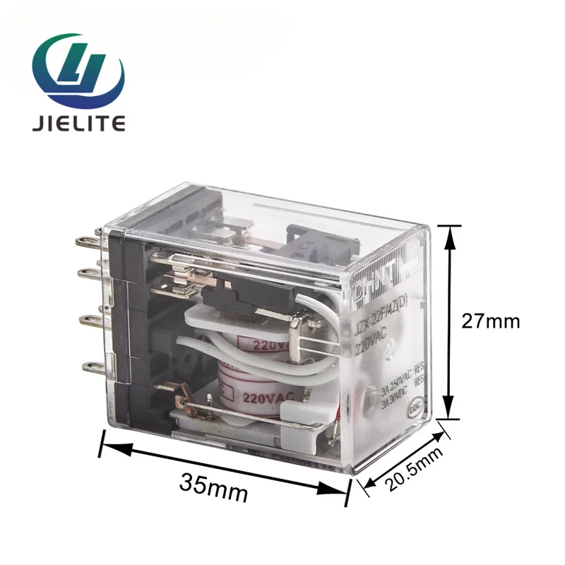 Фото Реле мощности JZX-22F(D)/4Z, 3А, 220В переменного тока, с индикатором, 14 контактов, защита от перегрузки, электрическое реле, компонент для генератора. №1