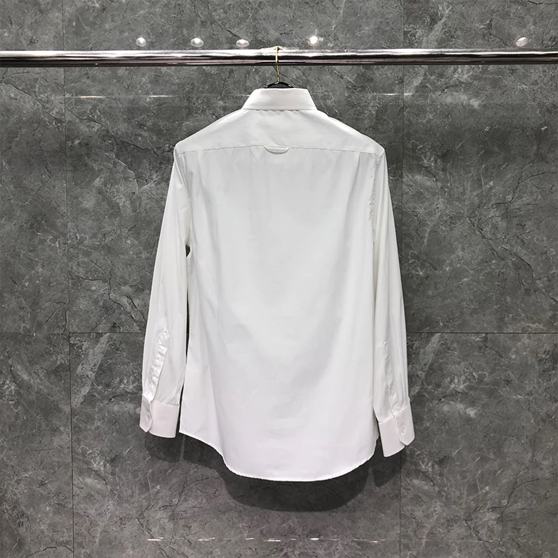 TB THOM Men's Business Shirts Spring Pure Color Classic Button Stripes Shirt Korean Fashion Brand  Casual Simple Women Blouse