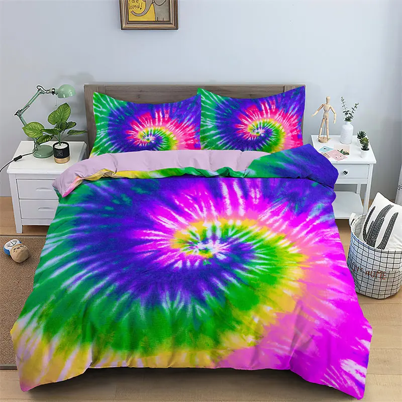 

Psychedelic Geometric Duvet Cover Colorful Lines Bedding Set Microfiber Queen Comforter Cover Bedroom Decor For Girls Women Teen