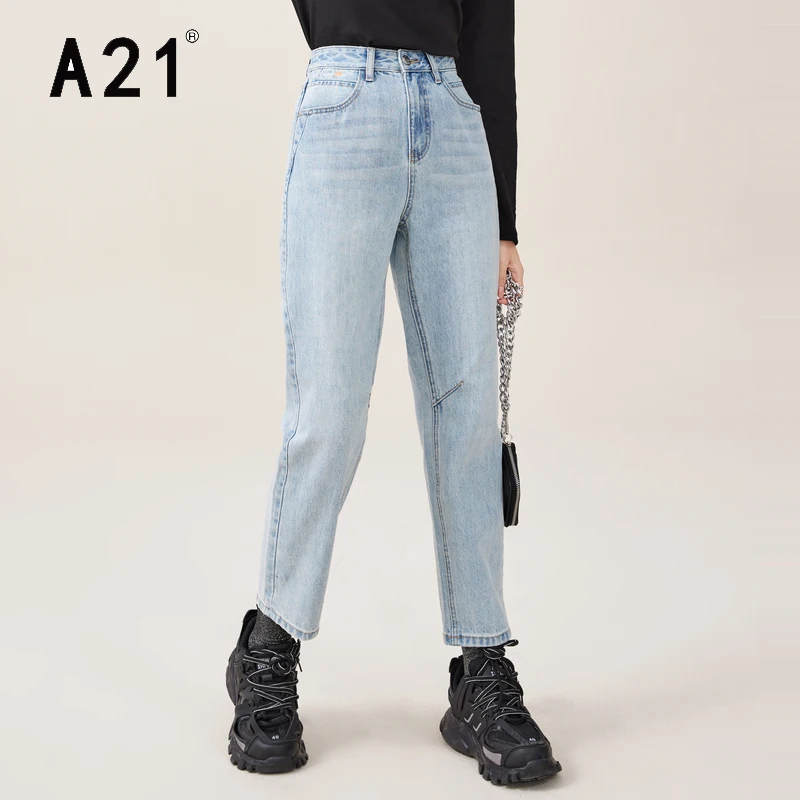 

A21 Blue Summer 2022 High Waist Denim Jeans for Women Ripped Kung Fu Girls Embroidery Design Ladies Cotton Pants Streetwear