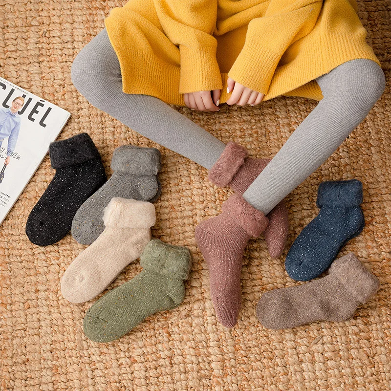 

Женские зимние утепленные носки для снега, бархатные однотонные носки в японском стиле ins