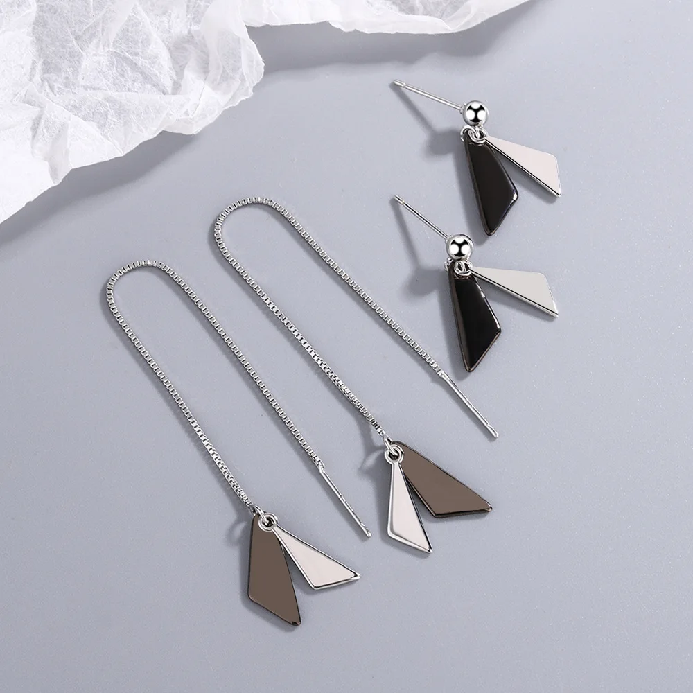 

Серьги-гвоздики женские веерообразные из серебра 925 пробы с длинной кисточкой