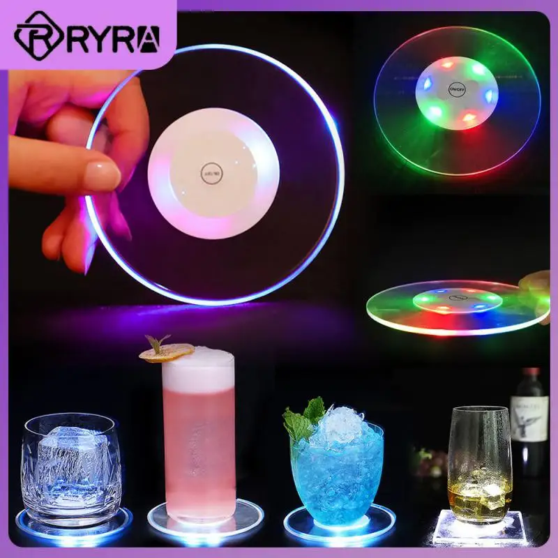 

Withi Battery Round Led Coaster Party Drink Glass Stand Light Bar Mat For Bar Table Bar Wine Cup Placemat Decoration Accessories