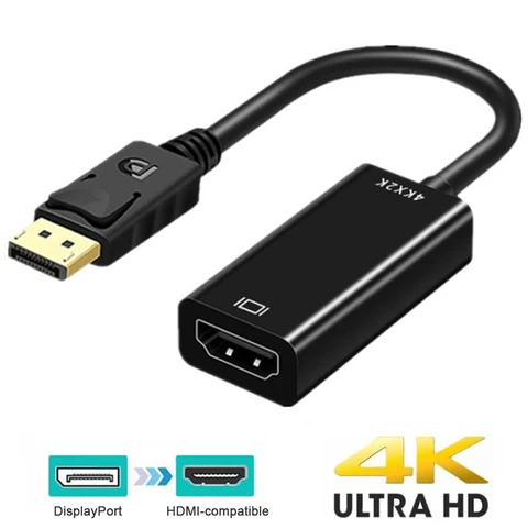 Адаптер-переходник HD 4K DisplayPort-HDMI, переходник со штекером DP на гнездо HDMI-совместимый для ТВ, ПК, проектора