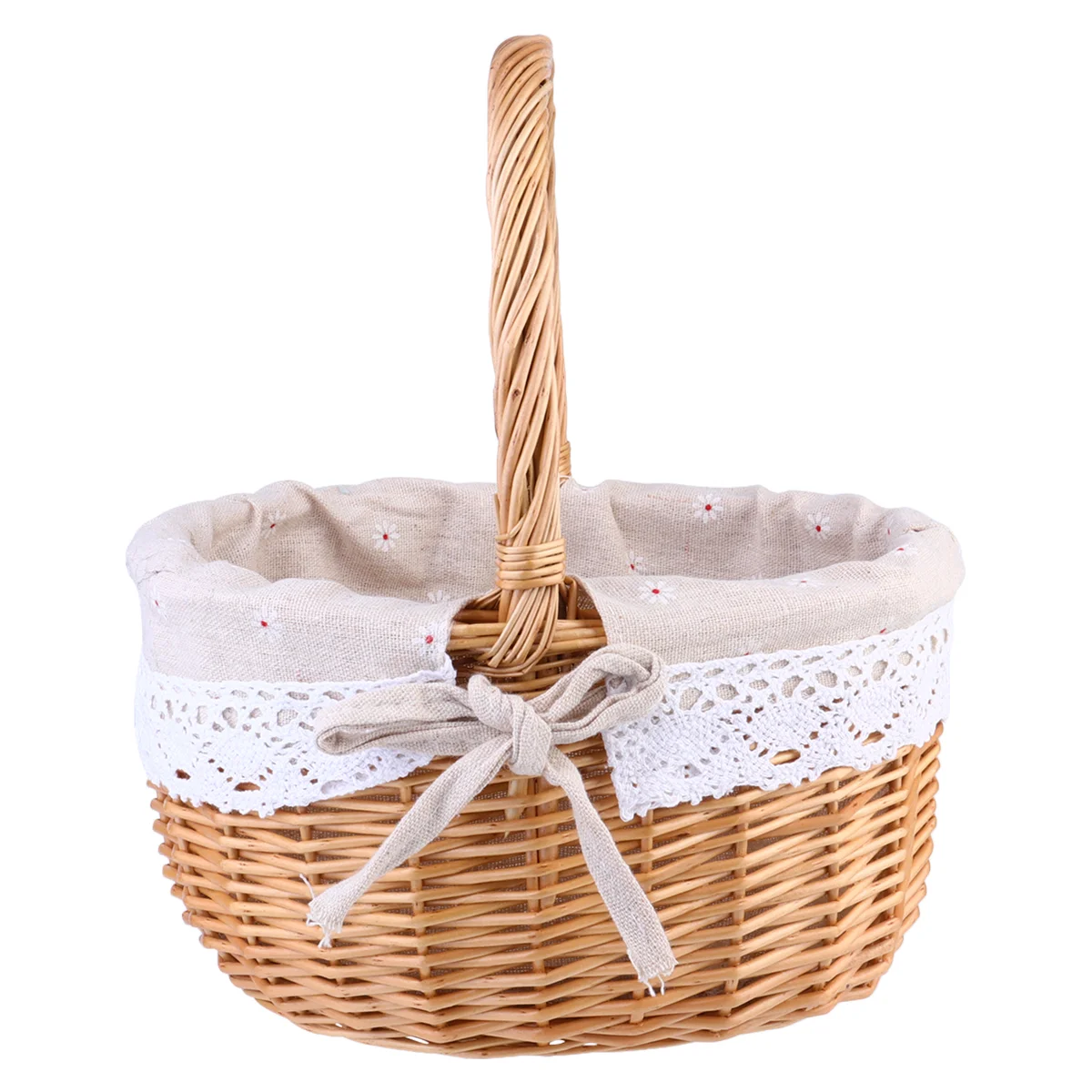 

Basket Storage Picnic Rustic Rattan Woven Flower Wicker Portable Handle Pastoral Style Totegirl Willow Hamper Baskets