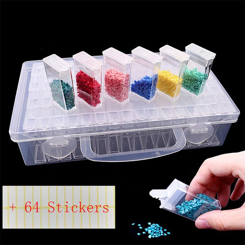 

28/56/64 Grid Diamond Painting Box Storage Tool Accessories Bead Container Rhinestone Diamond Embroidery Stone Storage Box