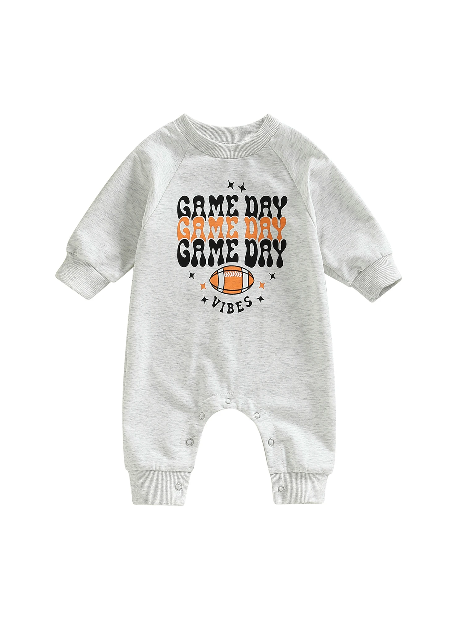 

Unisex Infant Baby Football Outfits Boys Girls Game Day Crewneck Jumpsuit Romper Long Sleeve Top Fall Clothes