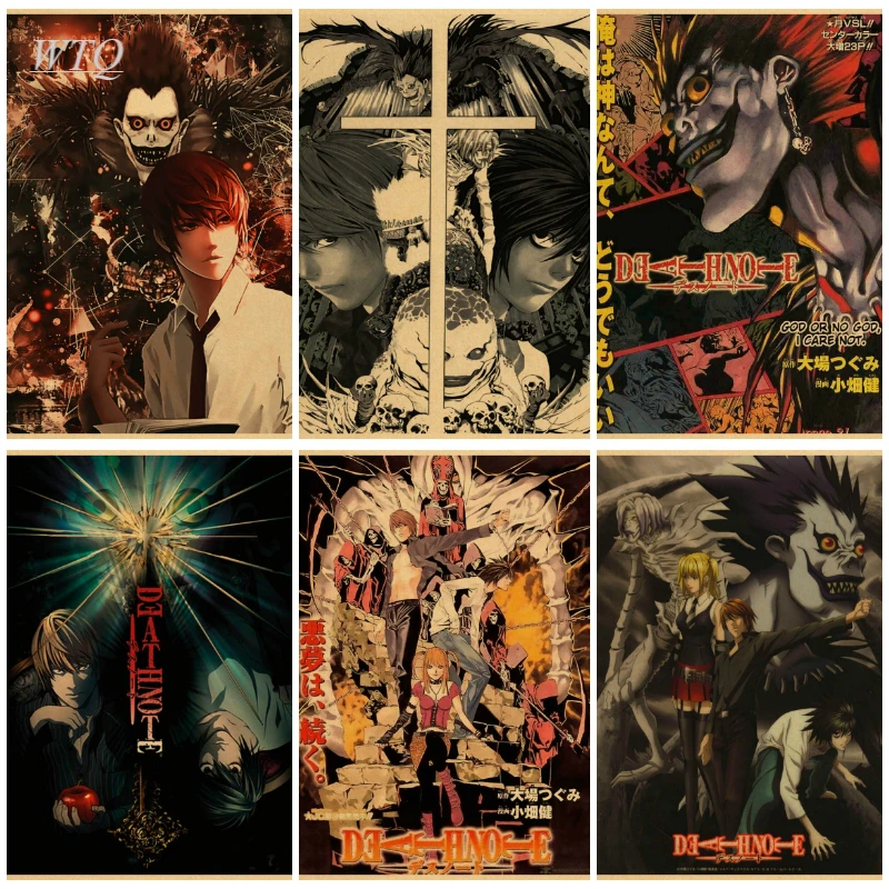 

Плакаты из аниме «тетрадь смерти», настенный ретро-постер, холщовая живопись, Настенный декор, настенное искусство, картина для украшения дома