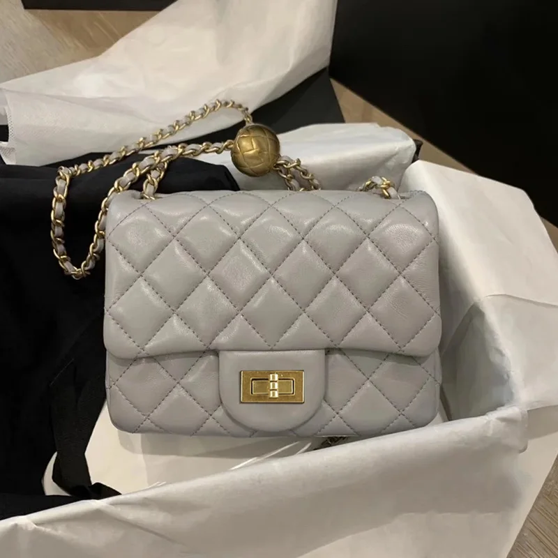

2022 New Metal Ball Lingge Chain Small Square Bag Single Shoulder Messenger Small Bag Women's Quality Women's Bag